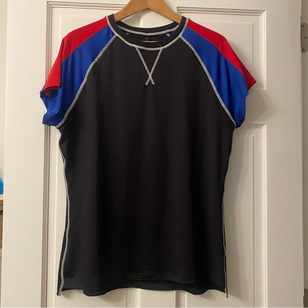 NWT Southbeach South Beach short sleeve top shirt sporty mesh black red blue M L